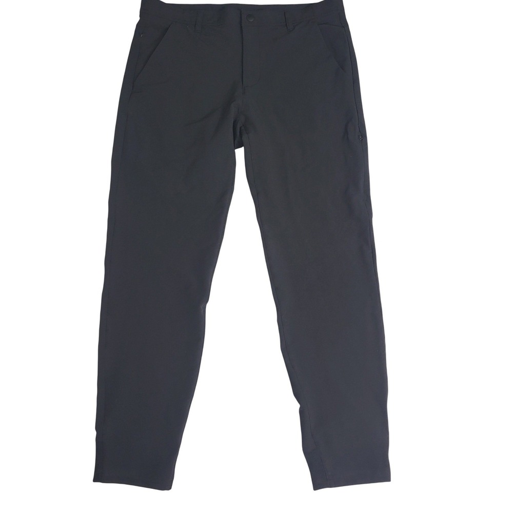 Mens Black Tech Performance Commuter Pants Zip Pockets 34x29 Casual Dress Work